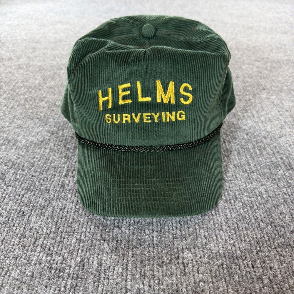 Vintage Helms Surveying Corduroy Rope Hat Strapback Green Otto One Size